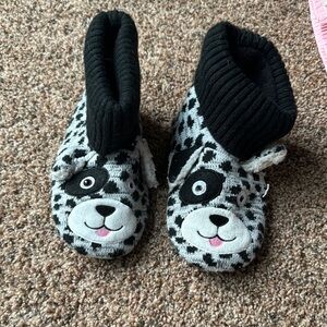 Cute Black and White Dog Slippers